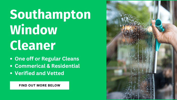 website banner showing a Southampton window cleaner